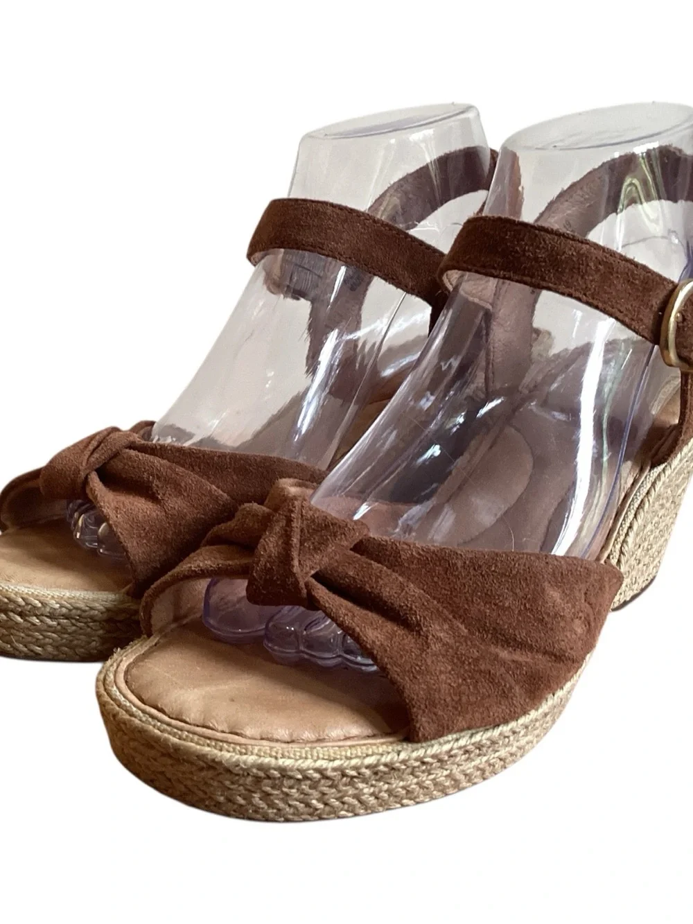 Born Ladue Brown Suede Leather Espadrille Wedge Sandals Size 8